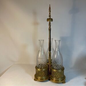 Baccarat tantalus Brass and Crystal Very Rare mint condition Decanter caddy Set